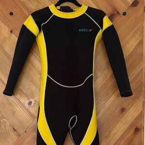 Kids Black Wetsuit with Yellow Accents